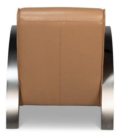 Sarreid Ltd - Carlisle Armchair, Caramel Brown Leather in Brown - 54242-CB view 4