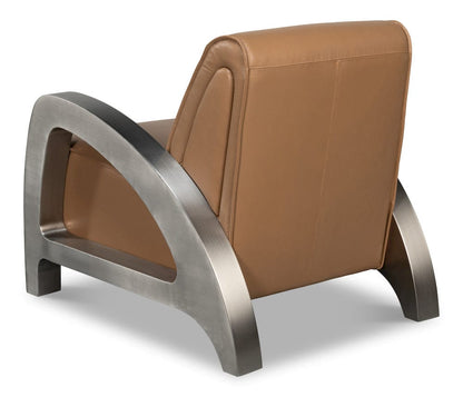 Sarreid Ltd - Carlisle Armchair, Caramel Brown Leather in Brown - 54242-CB view 5