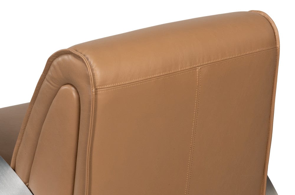 Sarreid Ltd - Carlisle Armchair, Caramel Brown Leather in Brown - 54242-CB view 7