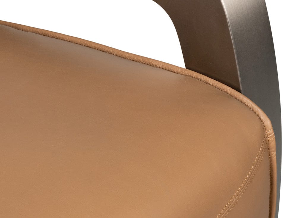 Sarreid Ltd - Carlisle Armchair, Caramel Brown Leather in Brown - 54242-CB view 9