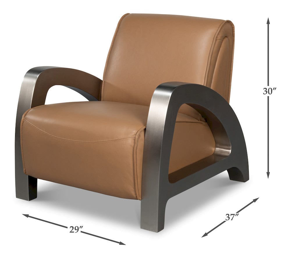 Sarreid Ltd - Carlisle Armchair, Caramel Brown Leather in Brown - 54242-CB view 13