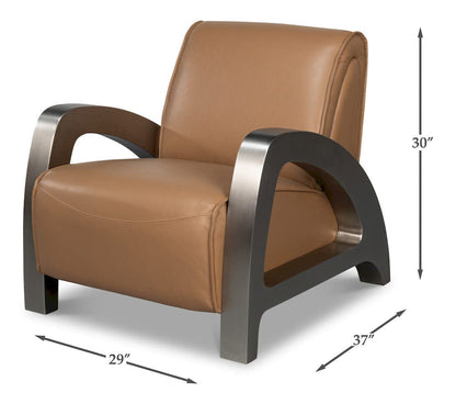 Sarreid Ltd - Carlisle Armchair, Caramel Brown Leather in Brown - 54242-CB view 13