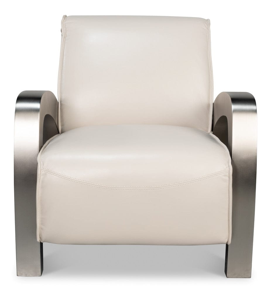 Sarreid Ltd - Carlisle Armchair, Crystal White Leather in White - 54242-CW view 2