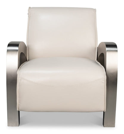 Sarreid Ltd - Carlisle Armchair, Crystal White Leather in White - 54242-CW view 2