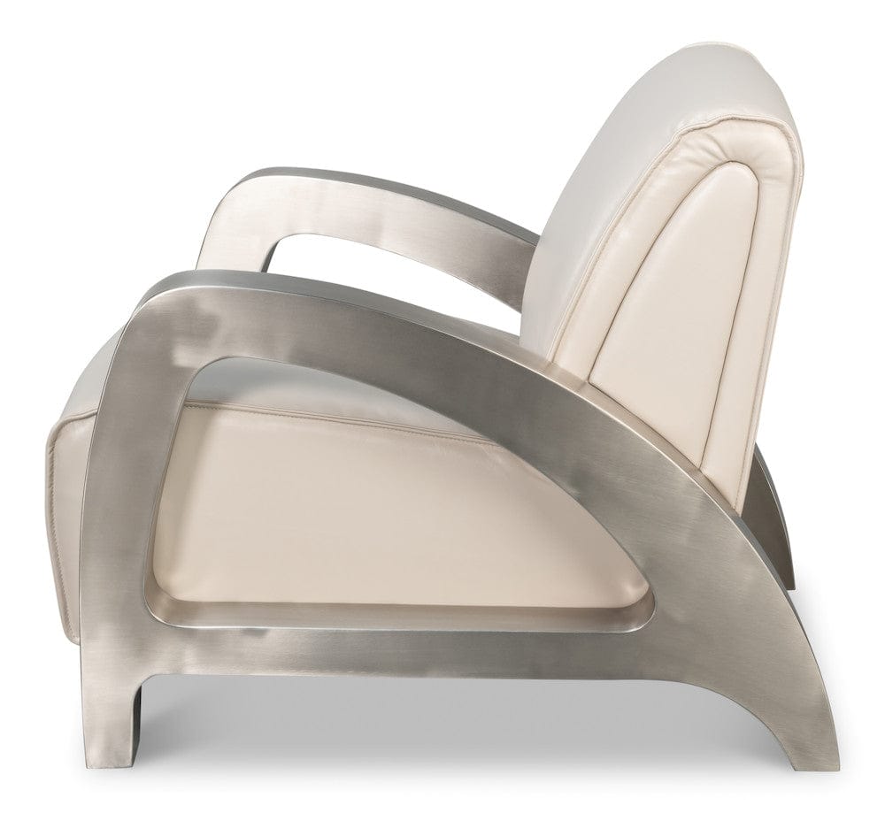 Sarreid Ltd - Carlisle Armchair, Crystal White Leather in White - 54242-CW view 3