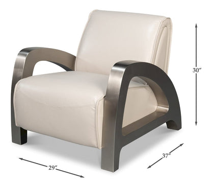 Sarreid Ltd - Carlisle Armchair, Crystal White Leather in White - 54242-CW view 13