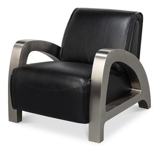 Sarreid Ltd - Carlisle Armchair, Leather,Onyx Black - 54242 veiw 1