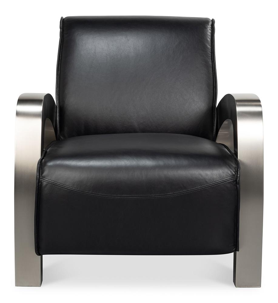 Sarreid Ltd - Carlisle Armchair, Leather,Onyx Black - 54242 veiw 2