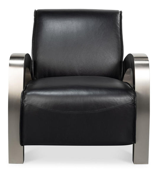 Sarreid Ltd - Carlisle Armchair, Leather,Onyx Black - 54242 veiw 2