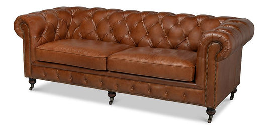 Sarreid Ltd - Castered Chesterfield Sofa - Brown - 29893 veiw 1
