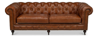 Sarreid Ltd - Castered Chesterfield Sofa - Brown - 29893 veiw 2