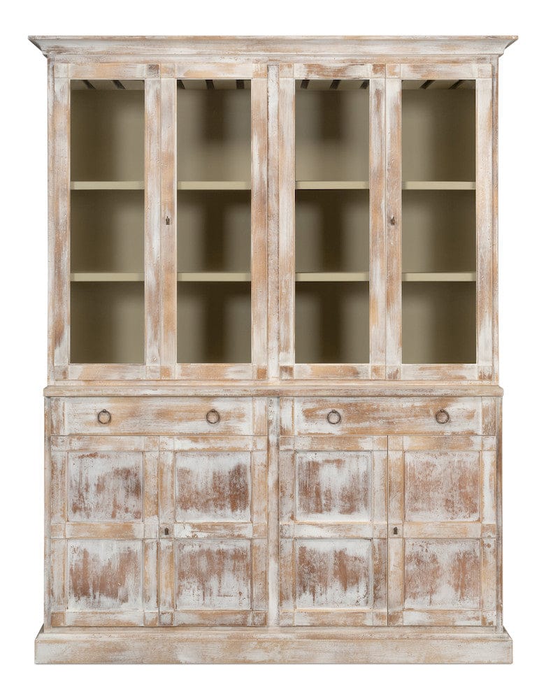 Sarreid Ltd - Center Media Unit & Hutch, Disrupted Wht in White - R242-16 view 2