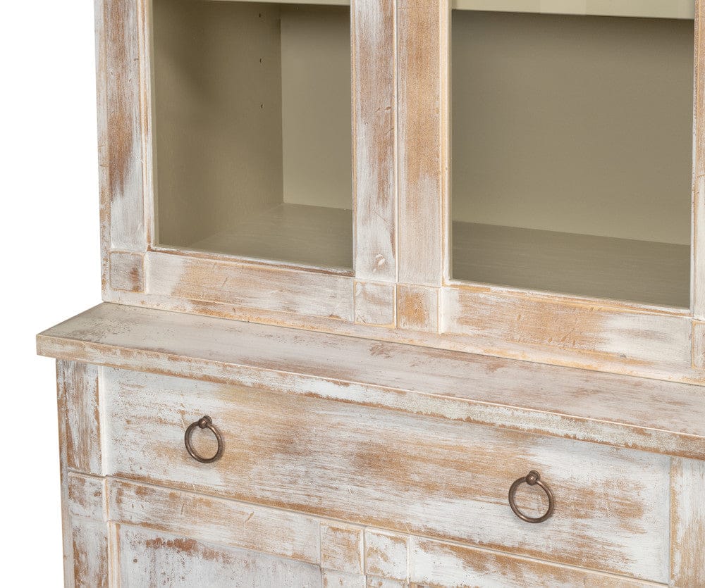 Sarreid Ltd - Center Media Unit & Hutch, Disrupted Wht in White - R242-16 view 5