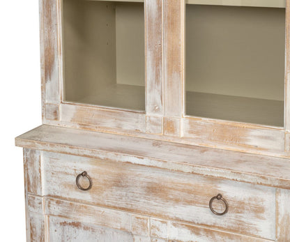 Sarreid Ltd - Center Media Unit & Hutch, Disrupted Wht in White - R242-16 view 5