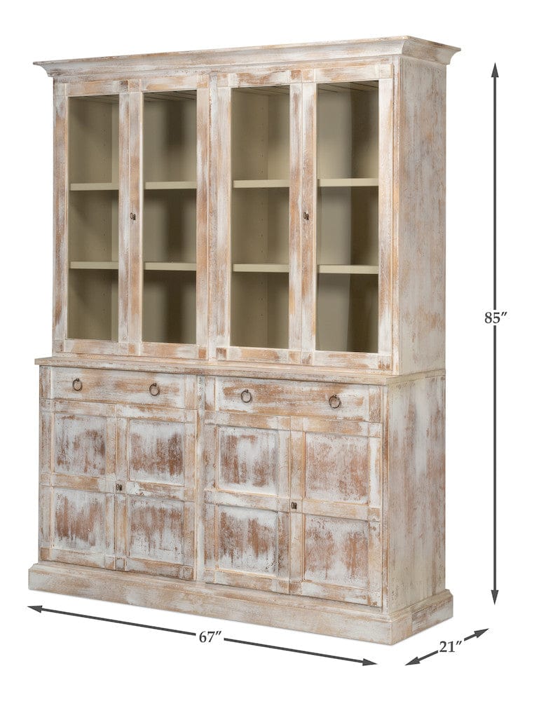 Sarreid Ltd - Center Media Unit & Hutch, Disrupted Wht in White - R242-16 view 13