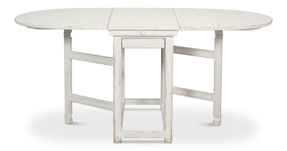 Sarreid Ltd - Charlie's Woodenhinge Dropleaf Table in White - 30884 view 2