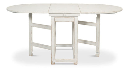 Sarreid Ltd - Charlie's Woodenhinge Dropleaf Table in White - 30884 view 2