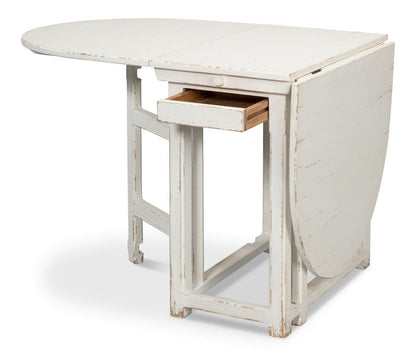 Sarreid Ltd - Charlie's Woodenhinge Dropleaf Table in White - 30884 view 3