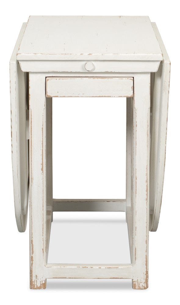 Sarreid Ltd - Charlie's Woodenhinge Dropleaf Table in White - 30884 view 5