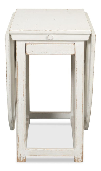 Sarreid Ltd - Charlie's Woodenhinge Dropleaf Table in White - 30884 view 5