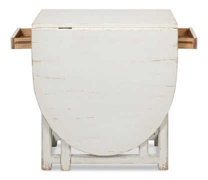 Sarreid Ltd - Charlie's Woodenhinge Dropleaf Table in White - 30884 view 6