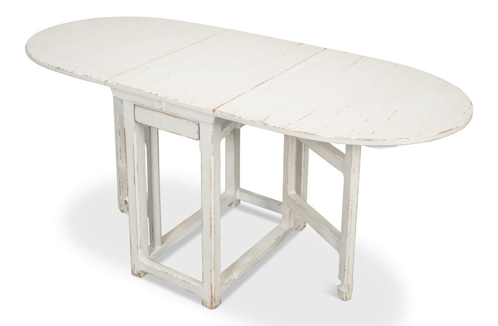 Sarreid Ltd - Charlie's Woodenhinge Dropleaf Table in White - 30884 view 8
