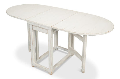Sarreid Ltd - Charlie's Woodenhinge Dropleaf Table in White - 30884 view 8