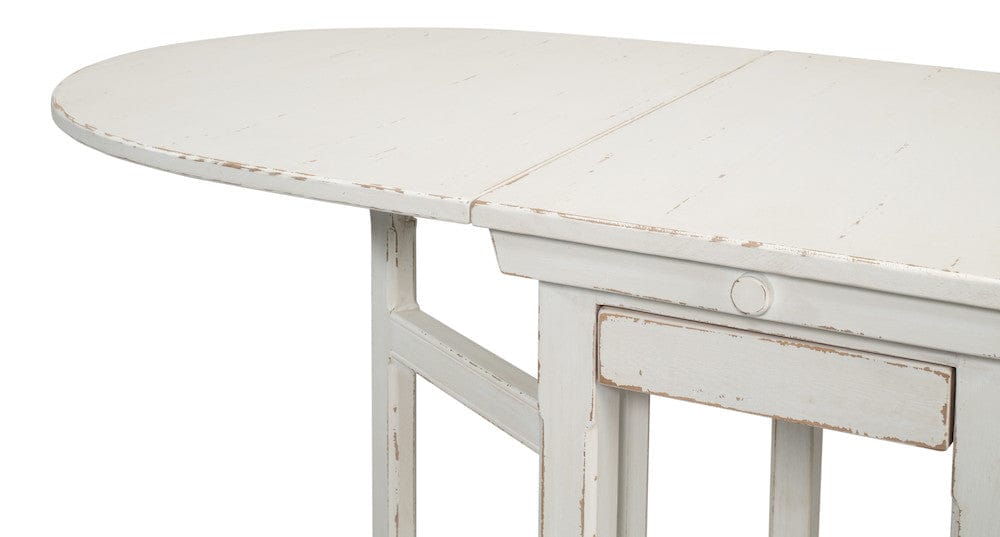 Sarreid Ltd - Charlie's Woodenhinge Dropleaf Table in White - 30884 view 10