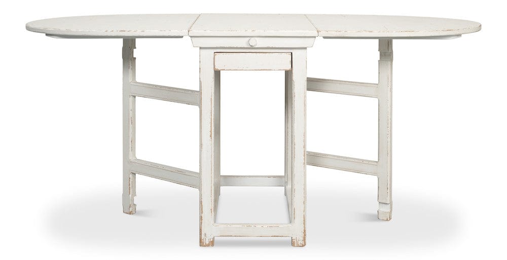 Sarreid Ltd - Charlie's Woodenhinge Dropleaf Table in White - 30884 view 13
