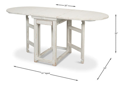Sarreid Ltd - Charlie's Woodenhinge Dropleaf Table in White - 30884 view 14
