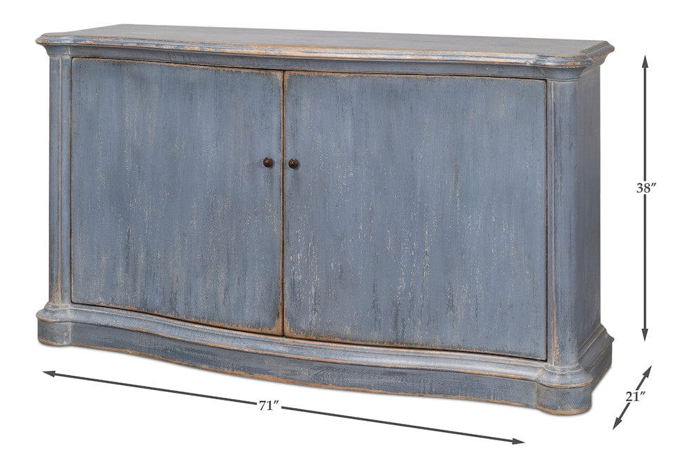 Sarreid Ltd - Columns Bowfront Sideboard, Blue in Blue - 52755 view 16