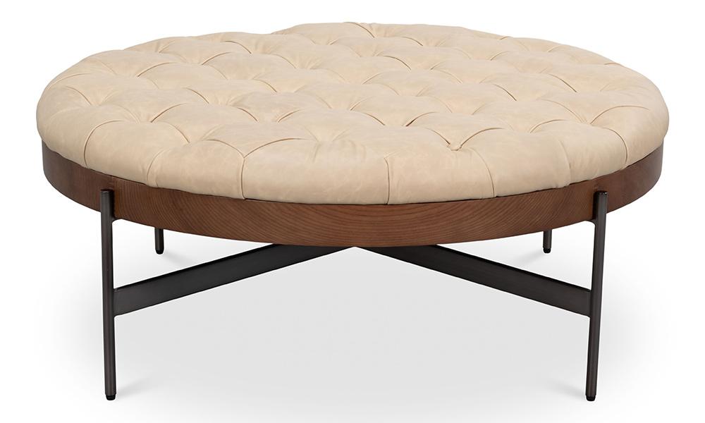 Sarreid Ltd - Corbet Cocktail Ottoman, Cappucino White - 54245 veiw 1