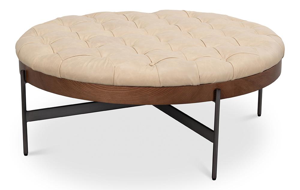 Sarreid Ltd - Corbet Cocktail Ottoman, Cappucino White - 54245 veiw 2