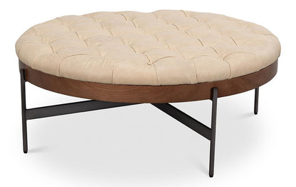 Sarreid Ltd - Corbet Cocktail Ottoman, Cappucino White - 54245 veiw 2