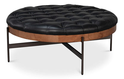 Sarreid Ltd - Corbet Cocktail Ottoman Onyx Black Lthr in Black - 54245-OB view 3