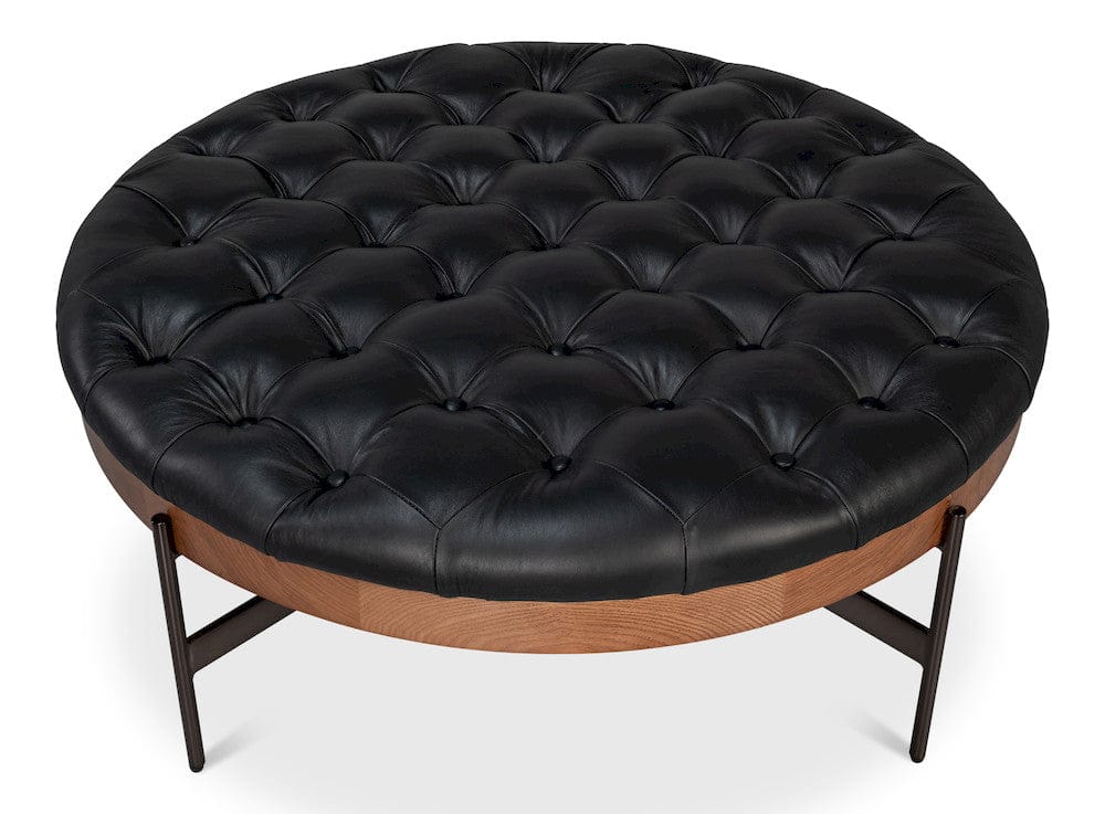 Sarreid Ltd - Corbet Cocktail Ottoman Onyx Black Lthr in Black - 54245-OB view 4