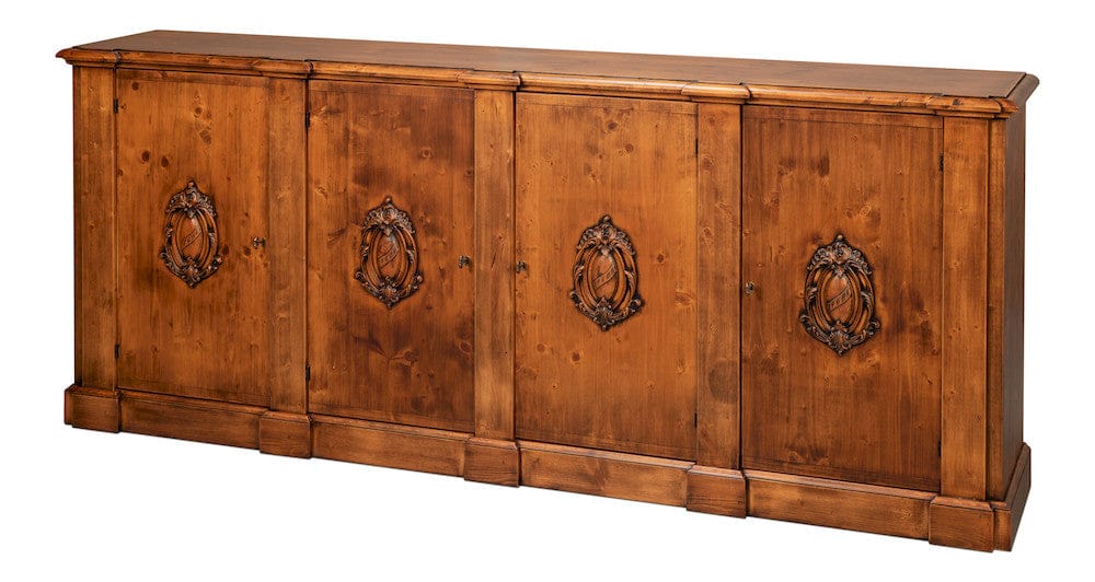Sarreid Ltd - Crested Wall Cabinet,Noce Anticato in Brown - R110-NA view 1