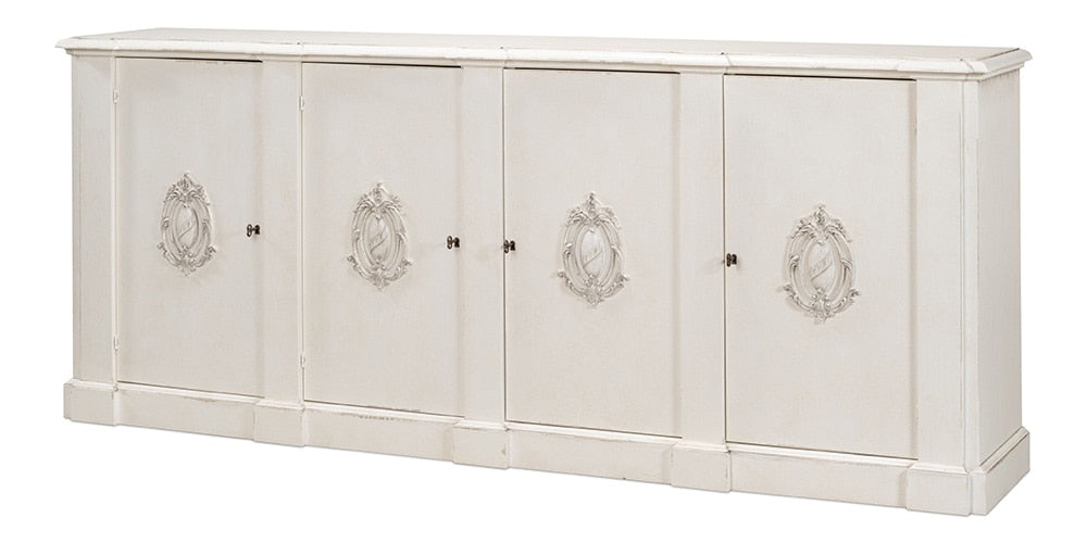 Sarreid Ltd - Crested Wall Cabinet,White/White Finish - R110-37 veiw 1