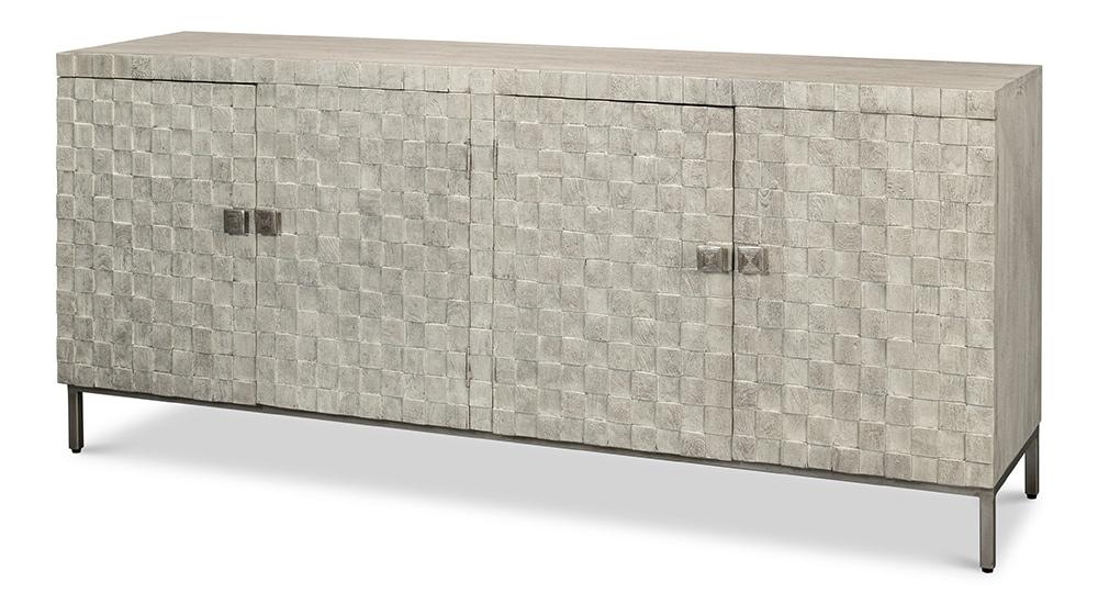 Sarreid Ltd - Cubist Four Door Sideboard - Grey - 53823 veiw 1