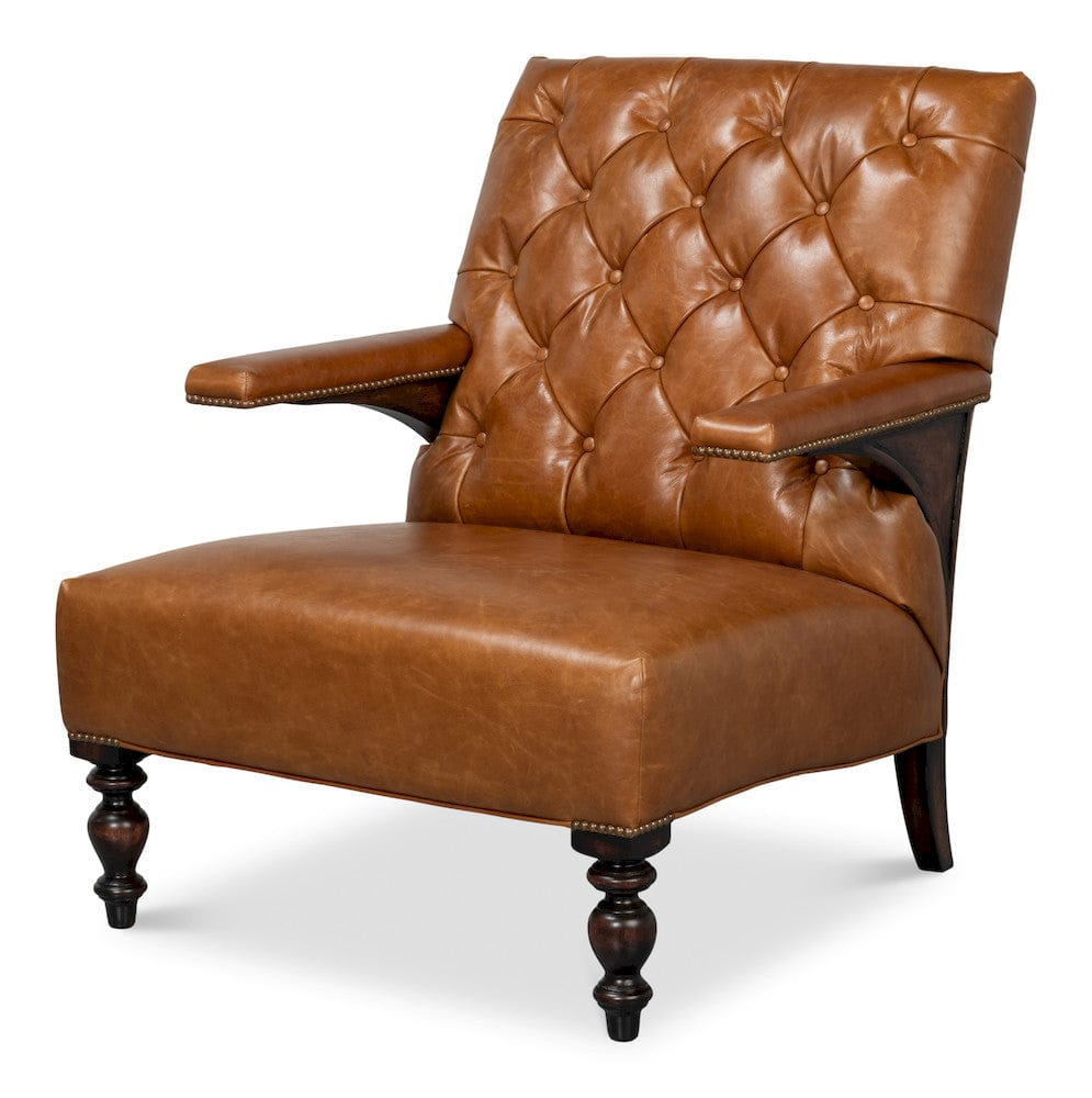 Sarreid Ltd - Dawson Distilled Leather Chair,Cuba Brn in Brown - 54063 view 1