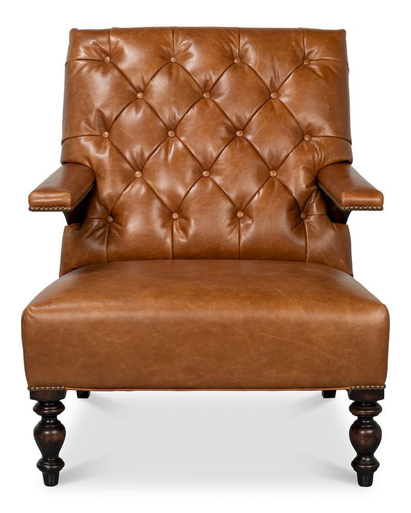 Sarreid Ltd - Dawson Distilled Leather Chair,Cuba Brn in Brown - 54063 view 2