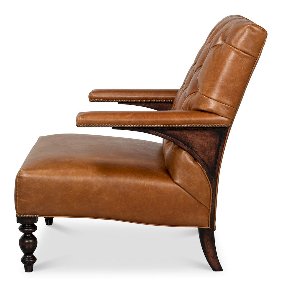 Sarreid Ltd - Dawson Distilled Leather Chair,Cuba Brn in Brown - 54063 view 3
