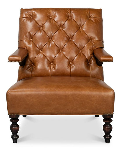 Sarreid Ltd - Dawson Distilled Leather Chair,Cuba Brown - 54063 veiw 2