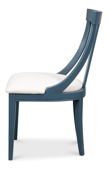 Sarreid Ltd - Deco Side Chair,S Blue, White in Blue - U003-BSW view 3