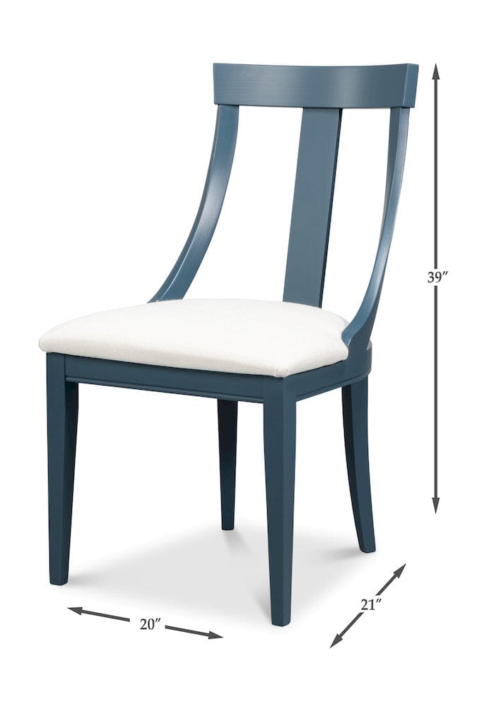 Sarreid Ltd - Deco Side Chair,S Blue, White in Blue - U003-BSW view 13