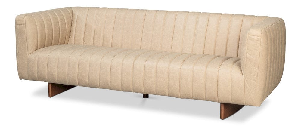 Sarreid Ltd - Denys Leather Sofa, Cappuccino White in White - 54244-CW view 1