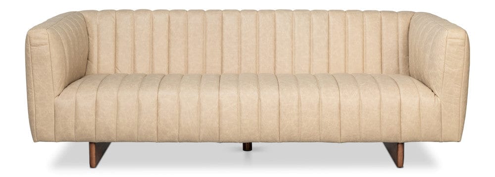 Sarreid Ltd - Denys Leather Sofa, Cappuccino White in White - 54244-CW view 2