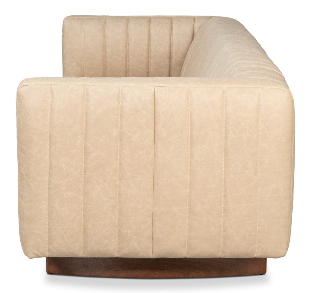 Sarreid Ltd - Denys Leather Sofa, Cappuccino White in White - 54244-CW view 3