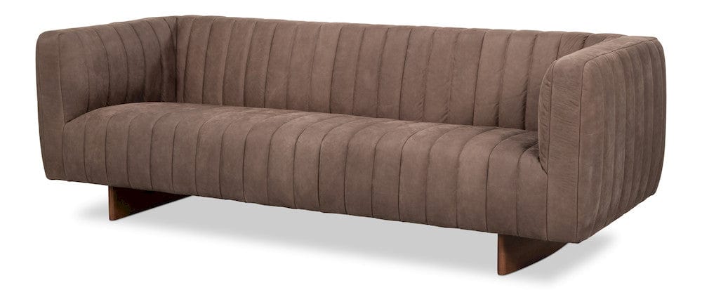 Sarreid Ltd - Denys Leather Sofa, Scotland Grey in Grey - 54244 view 1