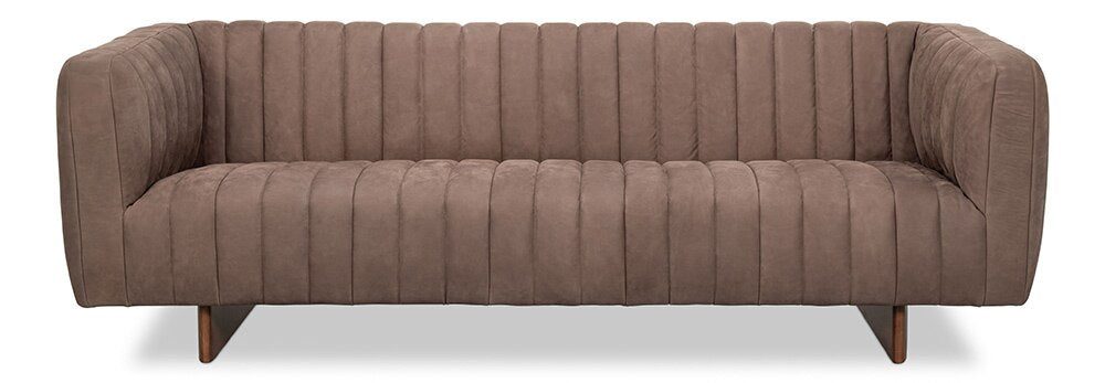 Sarreid Ltd - Denys Leather Sofa, Scotland Grey - 54244 veiw 2